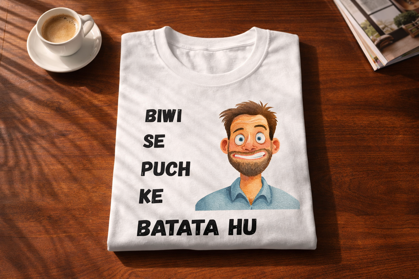 Biwi Se Puchke, White T-shirt