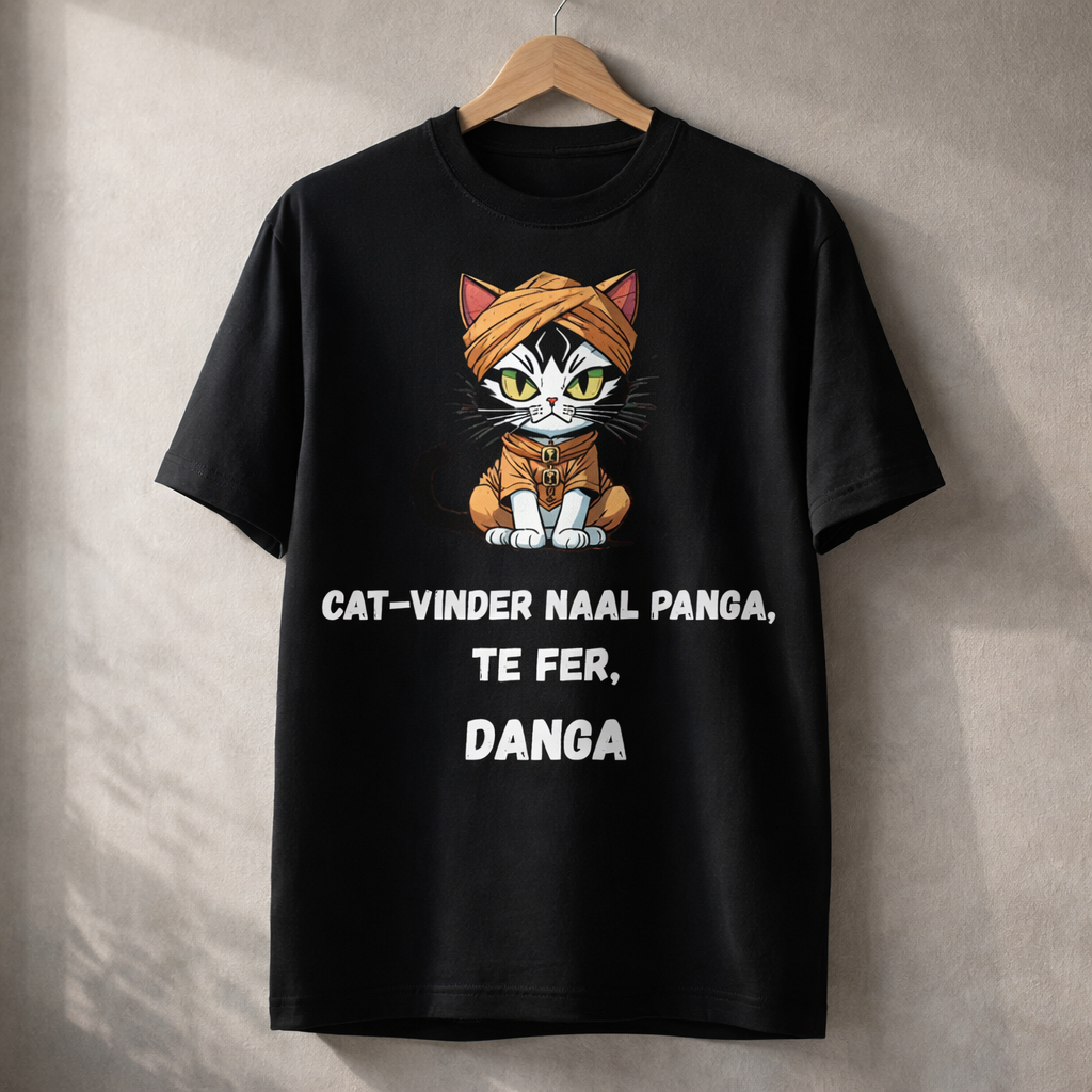 Punjabi Cat, Black T-shirt