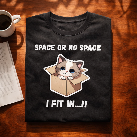 Cat Can Fit Anywhere, Black T-shirt