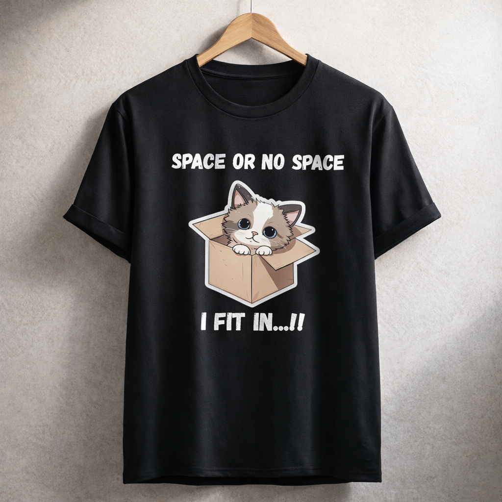 Cat Can Fit Anywhere, Black T-shirt