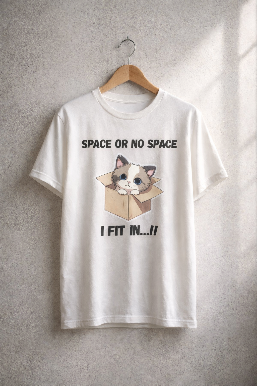 Cat Can Fit Anywhere, White T-shirt