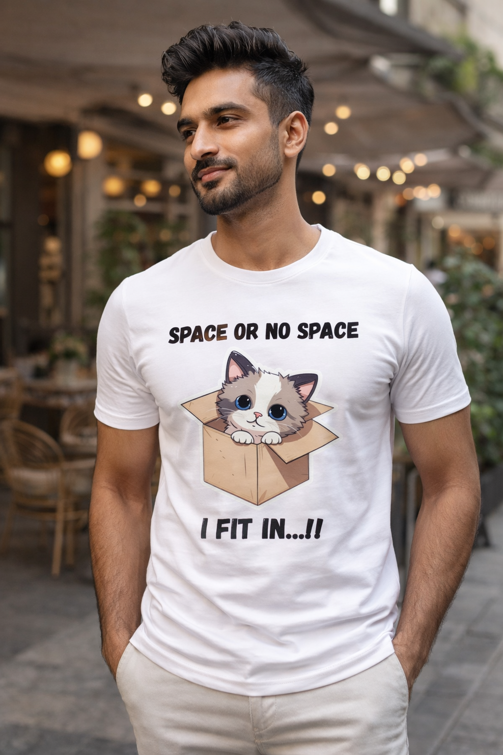Cat Can Fit Anywhere, White T-shirt