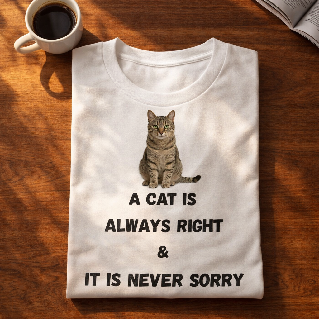 Cat Is Always Right, White T-shirt