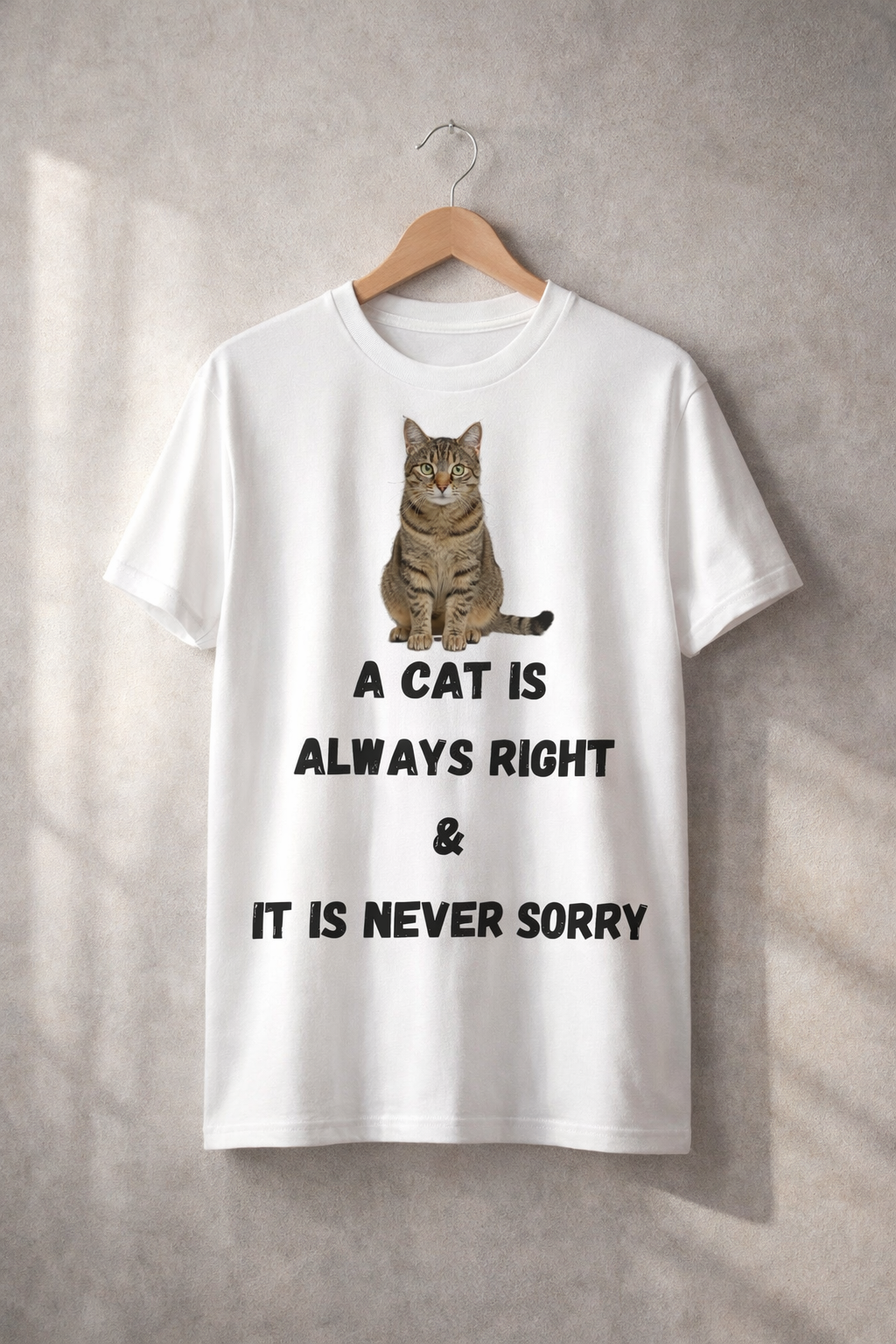 Cat Is Always Right, White T-shirt