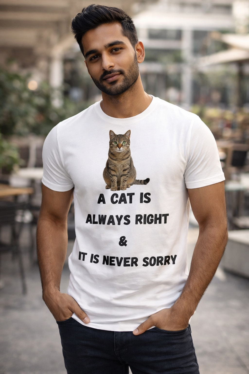 Cat Is Always Right, White T-shirt