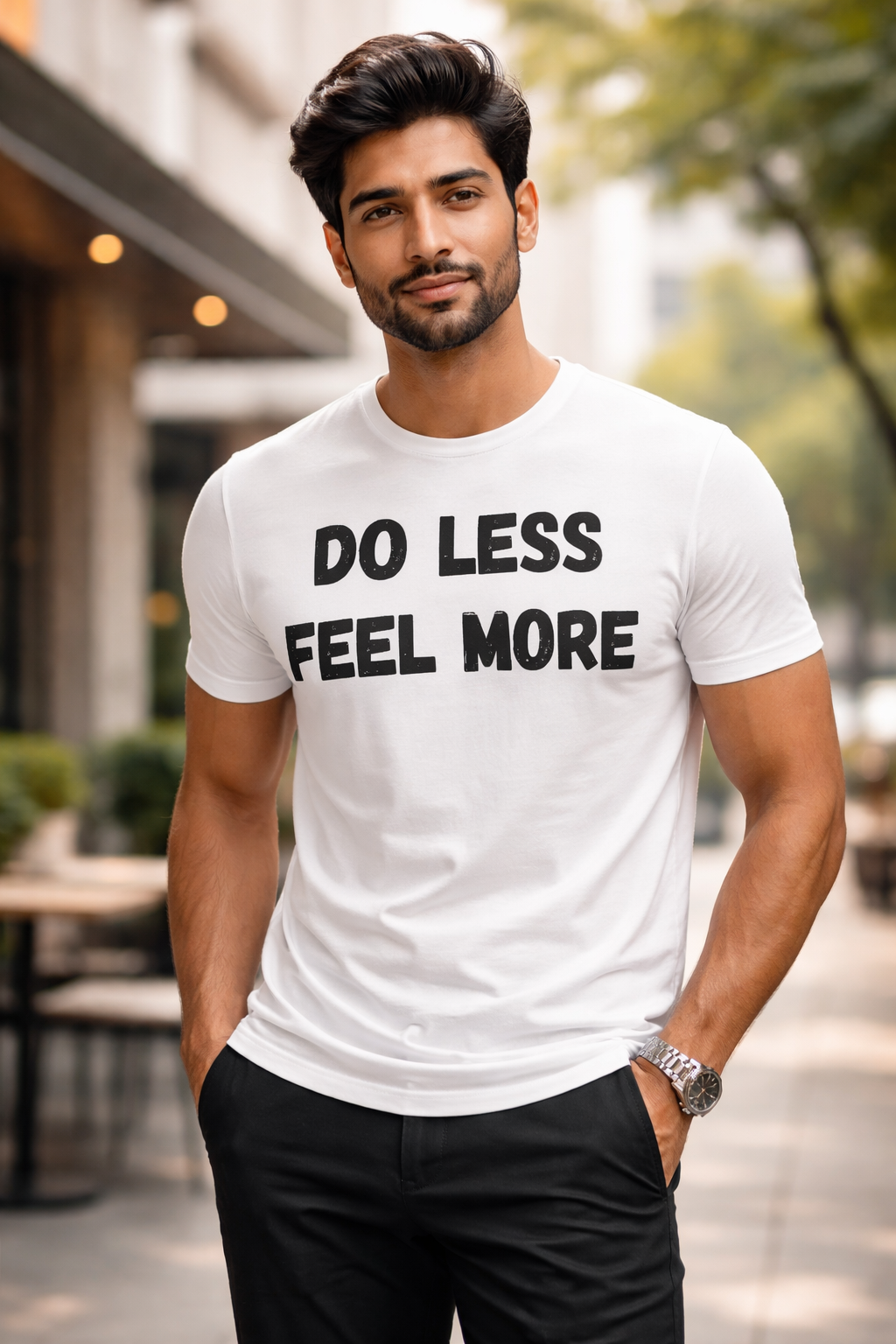 Do Less, Feel More, White T-shirt