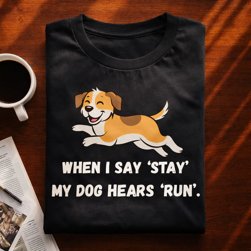 Running Dog, Black T-shirt