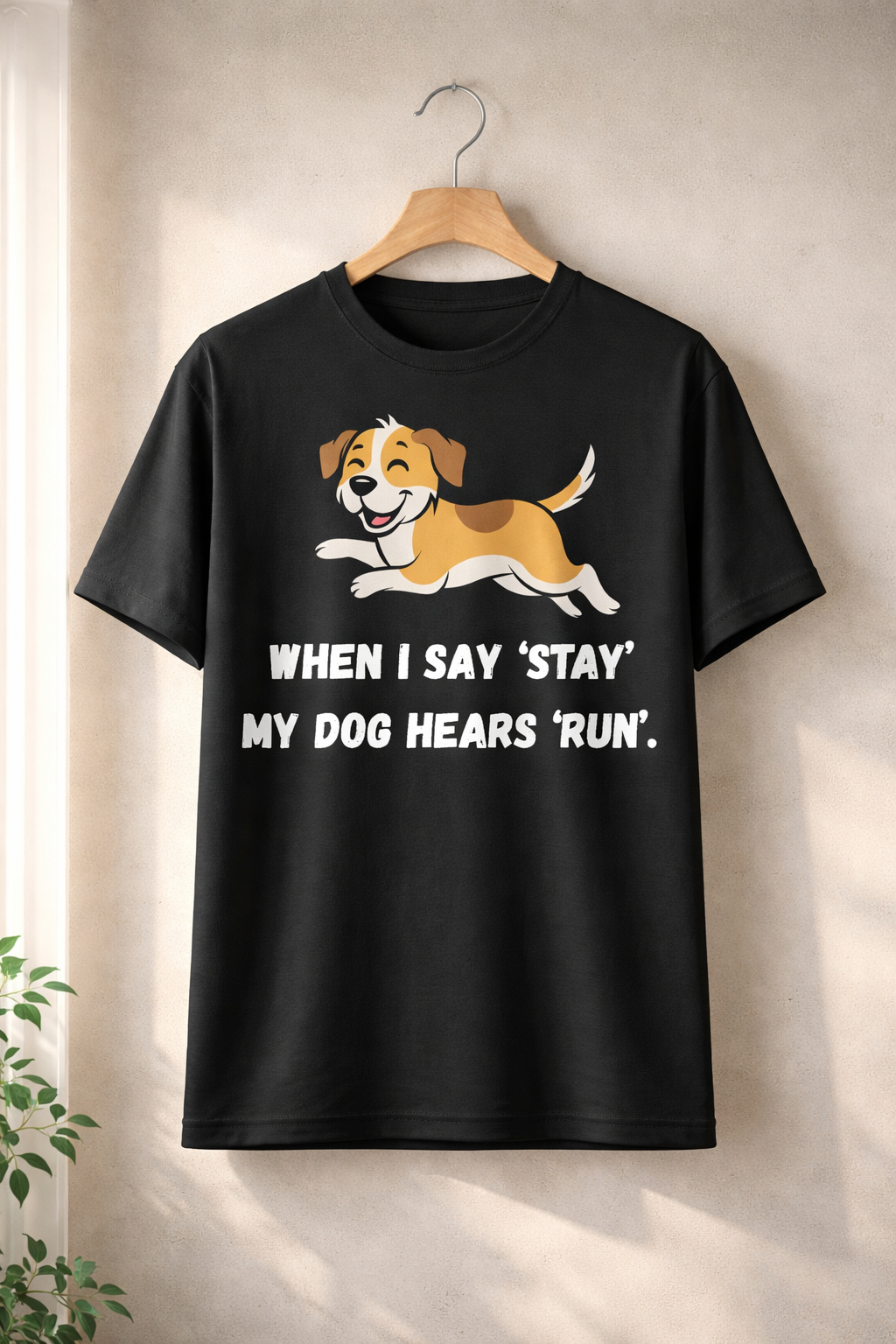 Running Dog, Black T-shirt