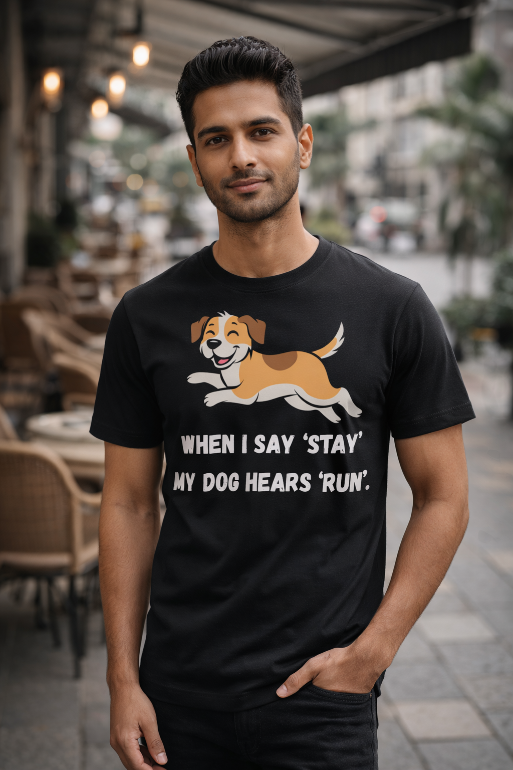 Running Dog, Black T-shirt