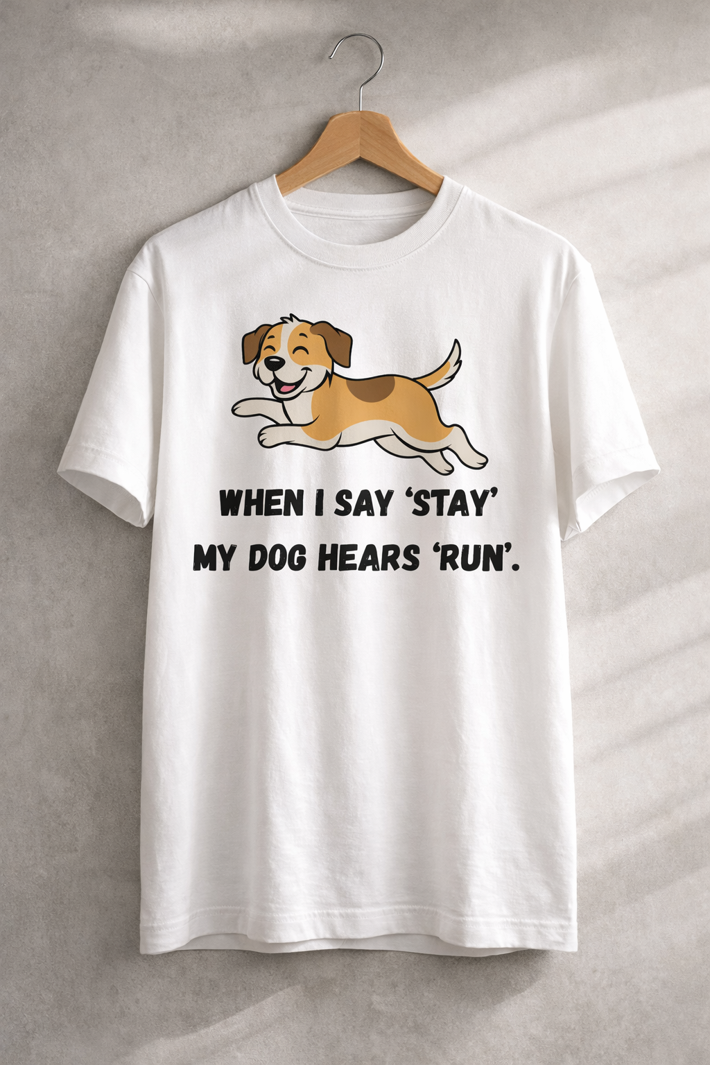 Running Dog, White T-shirt