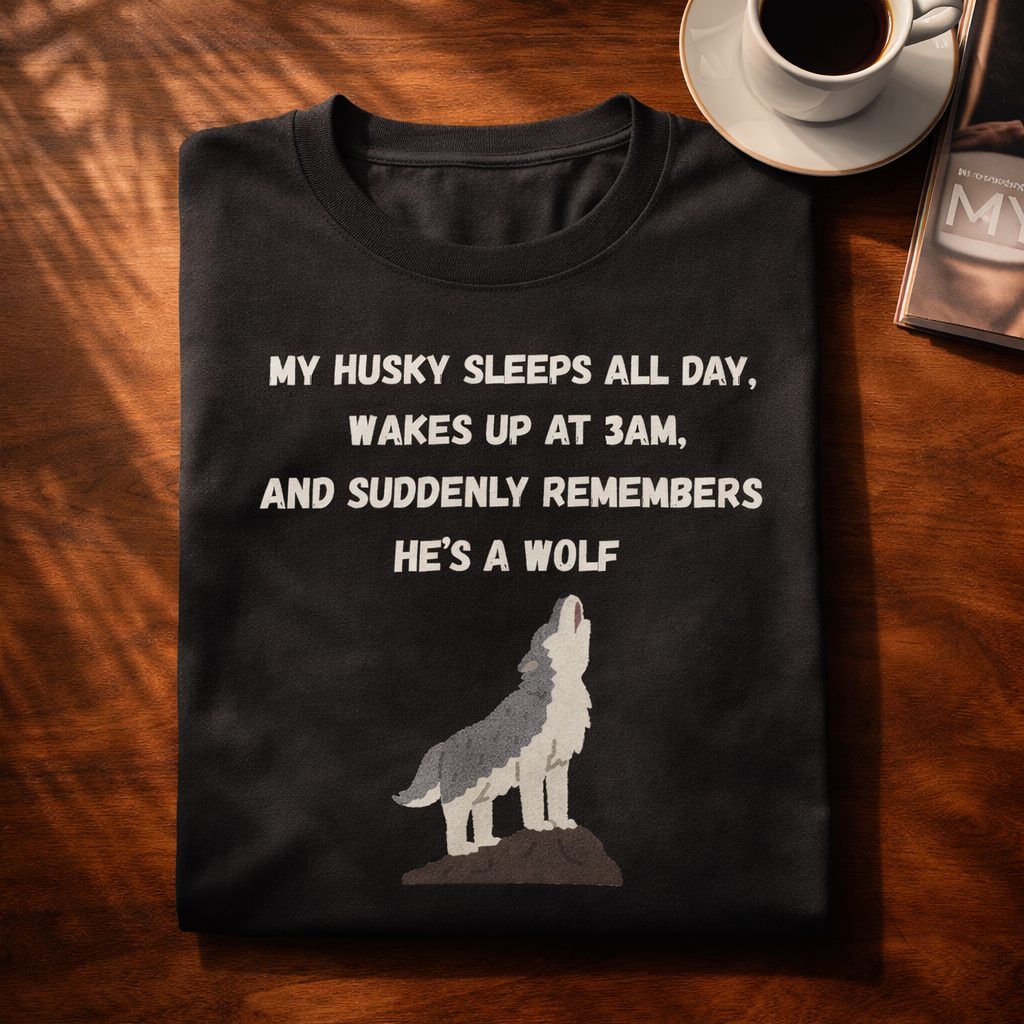 Husky Wolf, Black T-shirt