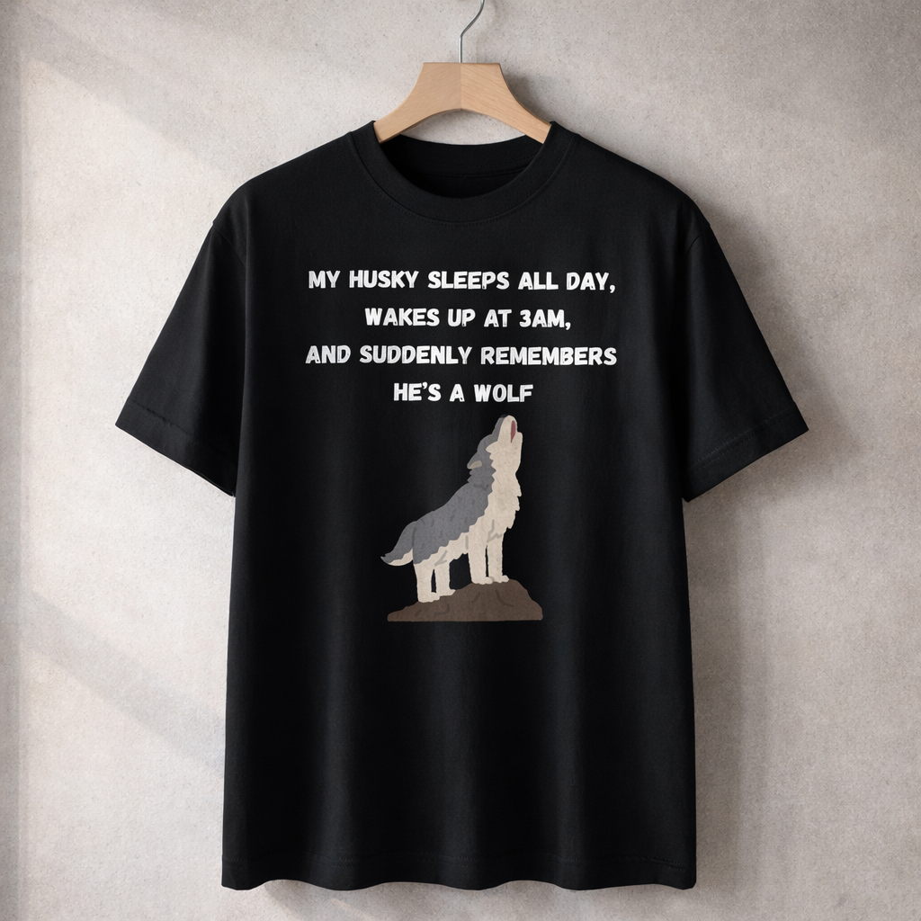 Husky Wolf, Black T-shirt