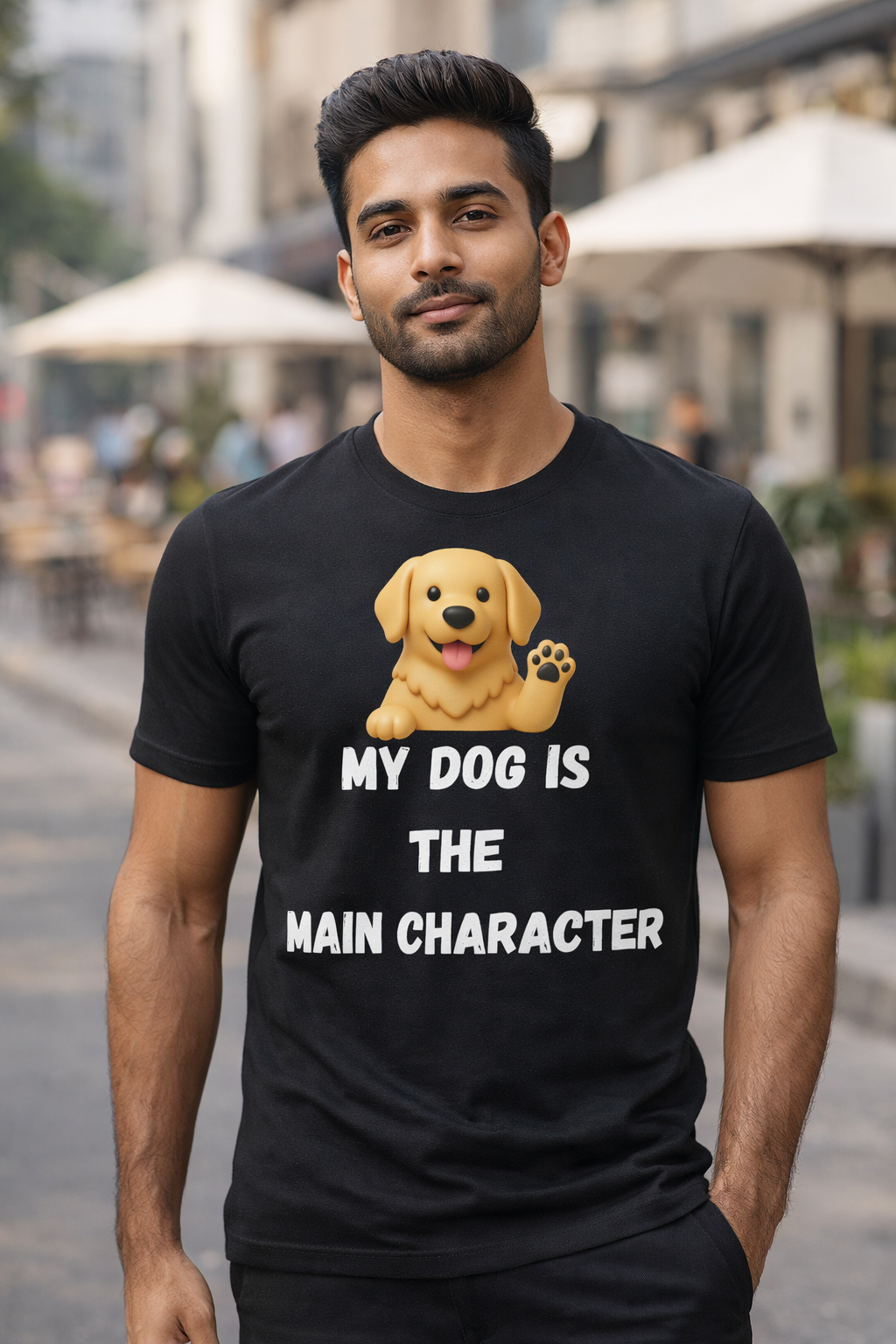 Dog Is Main Character, Black T-shirt