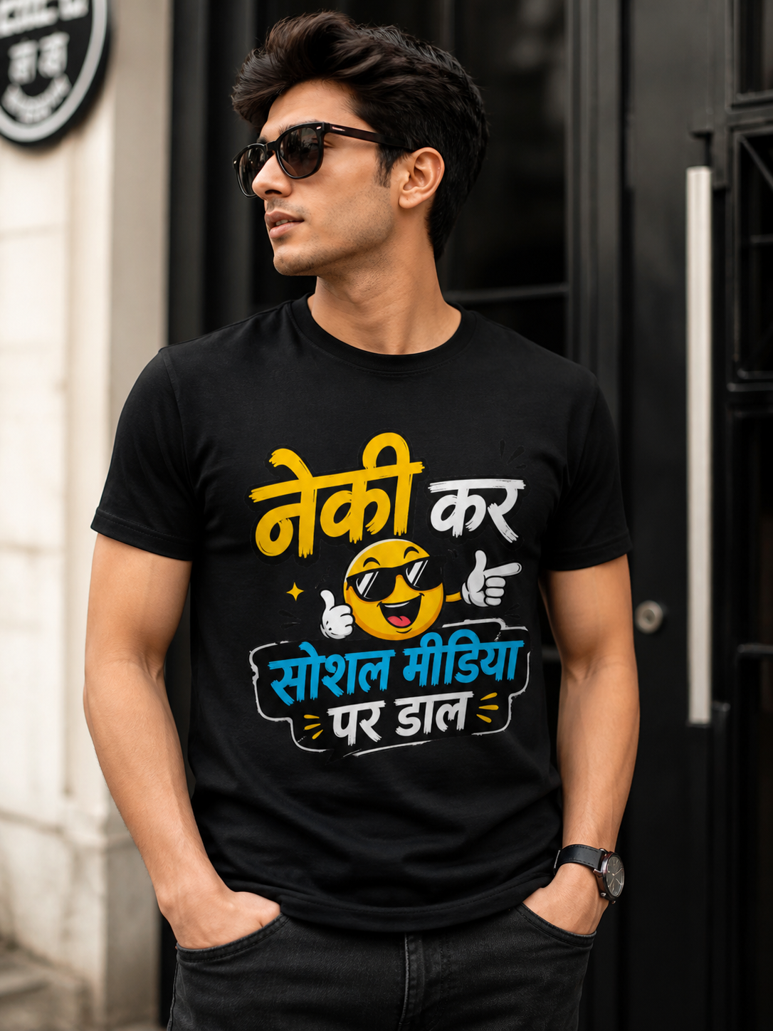 Neki On Social Media, Black T-Shirt
