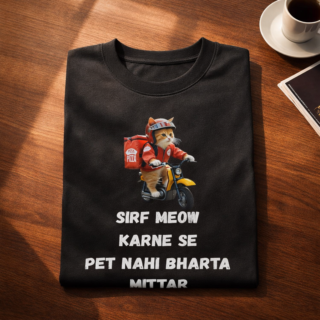 Working Cat, Black T-shirt