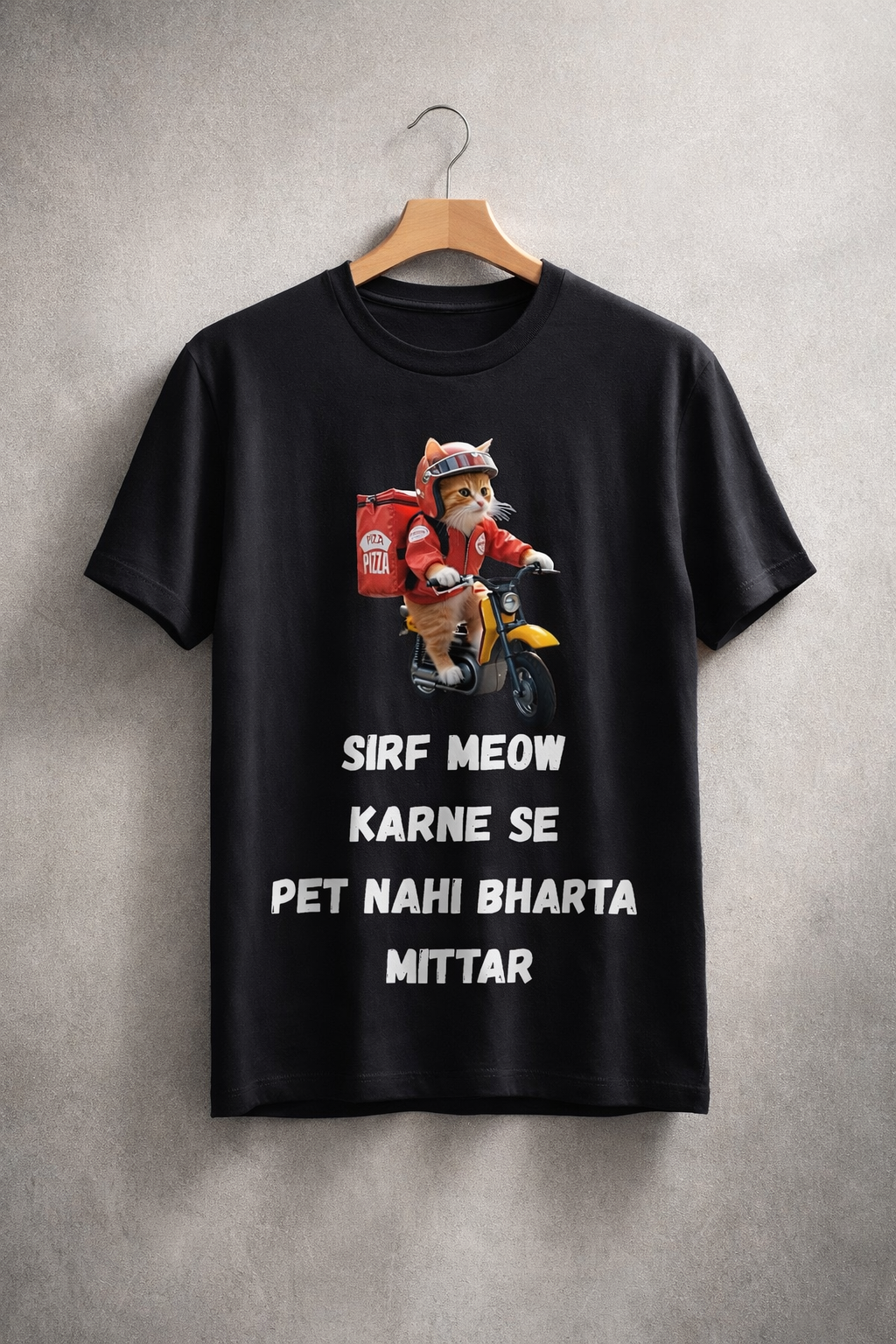 Working Cat, Black T-shirt