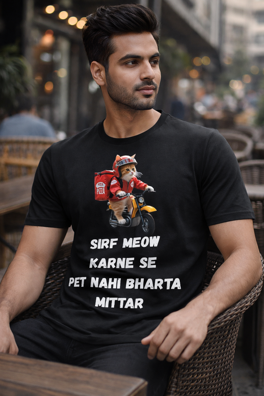 Working Cat, Black T-shirt
