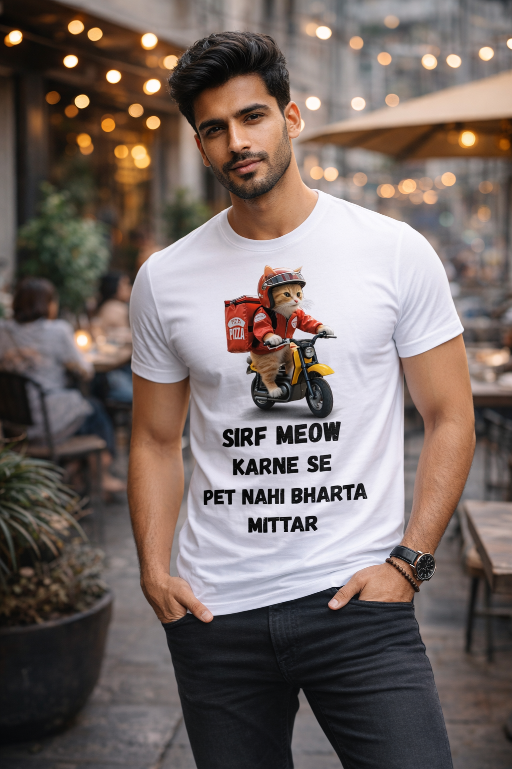 Working Cat, White T-shirt