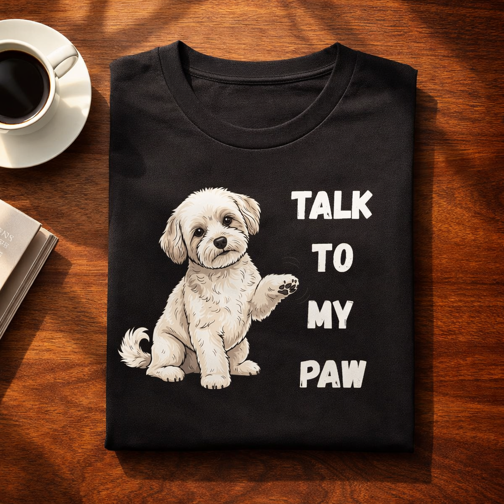 Talk To My Paw, Black T-shirt