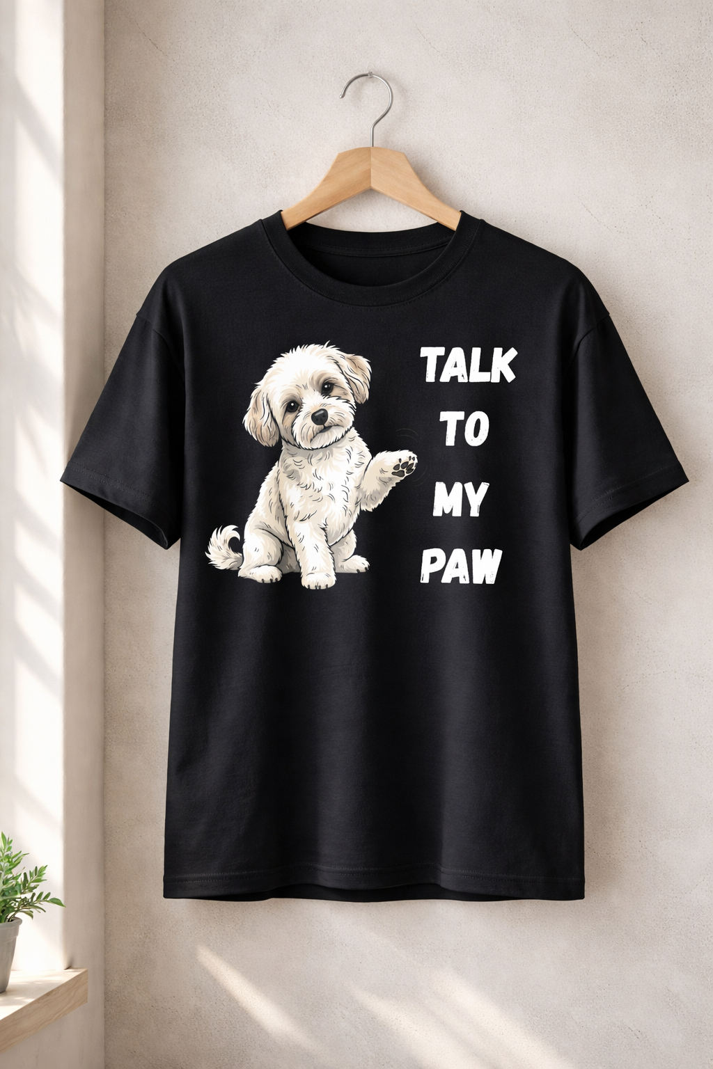Talk To My Paw, Black T-shirt