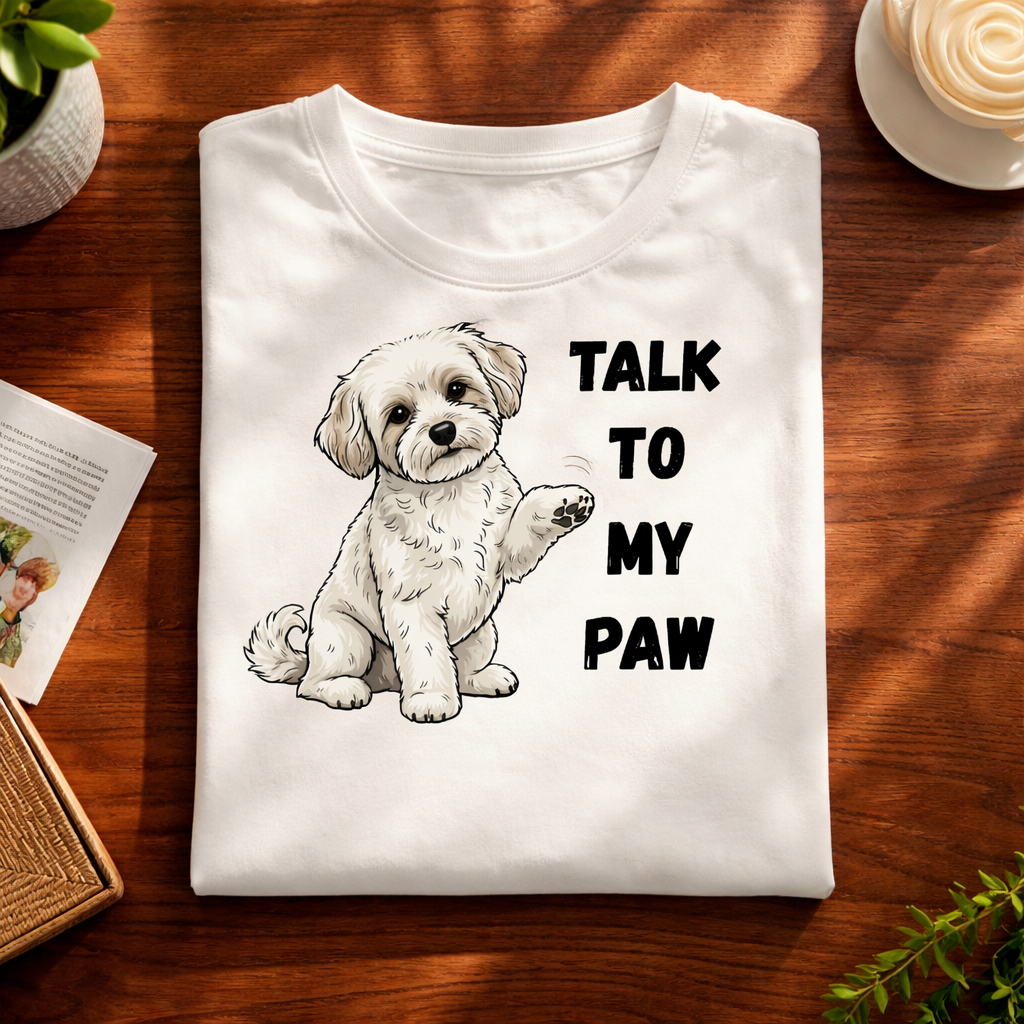 Talk To My Paw, White T-shirt