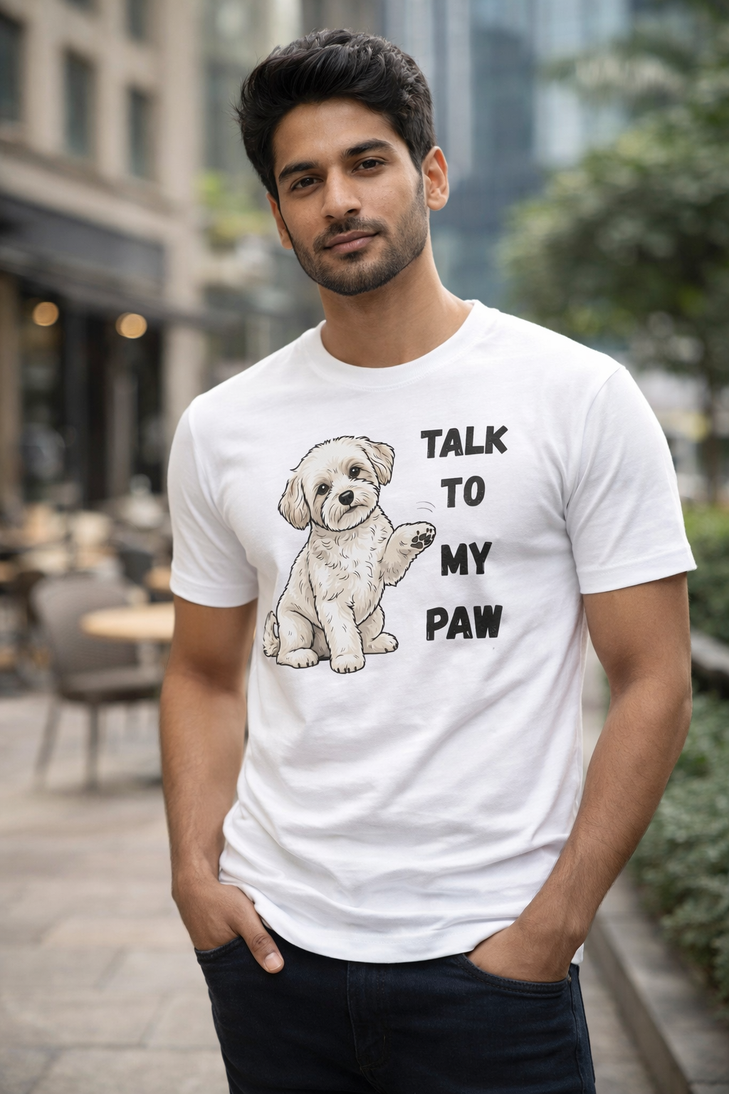 Talk To My Paw, White T-shirt